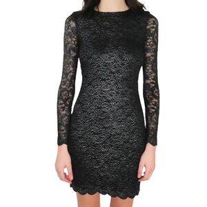 Lauren Ralph Lauren Black Shimmer Lace Sheath Dress Size 6
